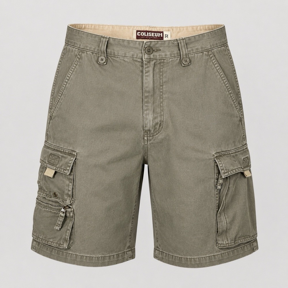 Coliseum Cargo Shorts Mens‎ 32x8 Green Cotton Utility Zip Pocket Outdoor Casual
